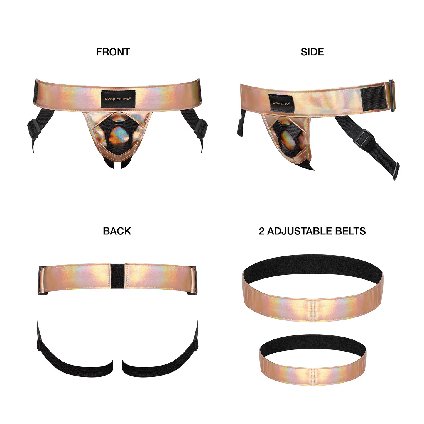 LEATHERETTE HARNESS CURIOUS - Rose Gold Holographic